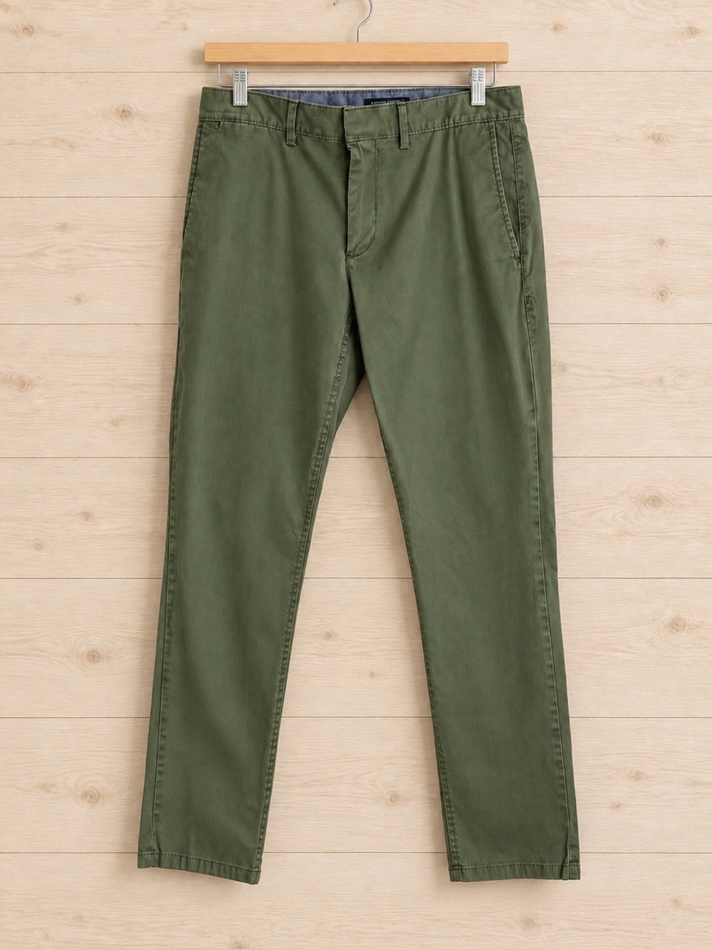Men's Banana Republic Fulton Stretch Flat Front Chino Pants Grass Green 30x30